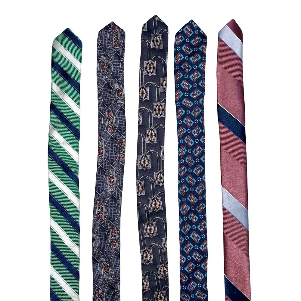 5 Vintage Silk Ties Jos A Bank College Roe Stafford Swank Italy Business Casual